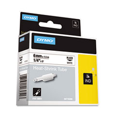 DYMO® Rhino Heat Shrink Tubes Industrial Label Tape, 0.25" x 5 ft, White/Black Print