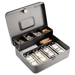 SteelMaster® Tiered Cash Box w/Bill Weights, Cam Key Lock, Charcoal