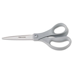 Fiskars® Contoured Performance Scissors, 8" Long, 3.5" Cut Length, Gray Straight Handle