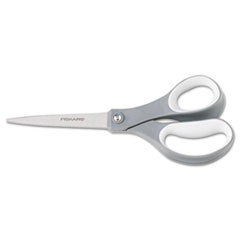 Fiskars® Contoured Performance Scissors, 8" Long, 3.13" Cut Length, Gray Straight Handle