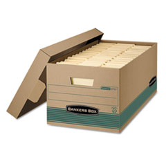 STOR/FILE Medium-Duty 100% Recycled Storage Boxes, Letter Files, 12.88" x 25.38" x 10.25", Kraft/Green, 12/Carton