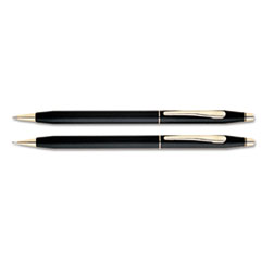 Cross® Classic Century Ballpoint Pen & Pencil Set, Black/23 Kt. Gold Accents