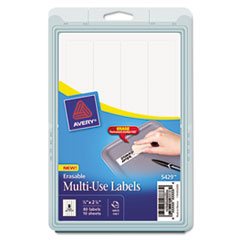 Avery® Erasable ID Labels, Inkjet/Laser Printers, 0.88 x 2.88, White, 8/Sheet, 10 Sheets/Pack