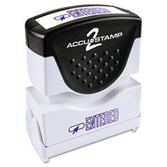 ACCUSTAMP2® Pre-Inked Shutter Stamp, Blue, ENTERED, 1 5/8 x 1/2