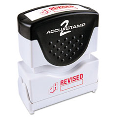 ACCUSTAMP2® Pre-Inked Shutter Stamp, Red, REVISED, 1 5/8 x 1/2