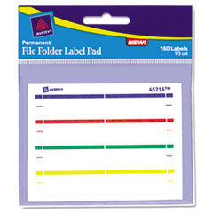 Avery® Label Pads, File Folder, Permanent, 2/3 x 3 7/16, Assorted, 160/Pack