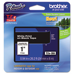 Brother P-Touch® TZe Standard Adhesive Laminated Labeling Tape, 0.94" x 26.2 ft, White on Black