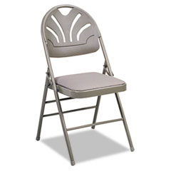 Cosco® Fabric Padded Seat/Molded Fan Back Folding Chair, Kinnear Taupe, 4/Carton