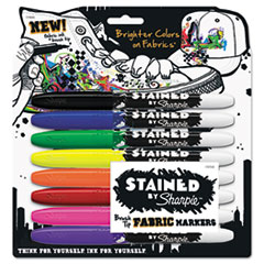 Sharpie® Stained Permanent Fabric Marker, Assorted, 8/Pack