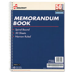 7530002866952, SKILCRAFT Spiralbound Memorandum Book, Medium/College Rule, Blue/White Cover, (50) 11 x 8.5 Sheets, 12/Pack