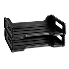 7520010944307, SKILCRAFT Plastic Desk Tray, 1 Section, Letter Size Files, 12" x 8.5" x 5", Black, 2/Pack
