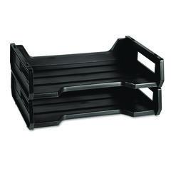 7520010944307, SKILCRAFT Plastic Desk Tray, 1 Section, Letter Size Files, 12" x 8.5" x 5", Black, 2/Pack NSN0944307