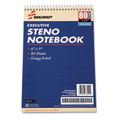 7530002237939, SKILCRAFT Executive Steno Notepad, Gregg Rule, 80 White 6 x 9 Sheets, 12/Pack