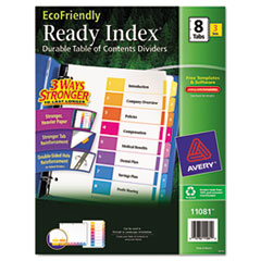 Avery® Customizable Table of Contents Ready Index Dividers with Multicolor Tabs, 8-Tab, 1 to 8, 11 x 8.5, White, 3 Sets