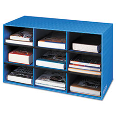 Fellowes® Classroom Literature Sorter, 9 Compartments, 28 1/4 x 13 x 16, Blue