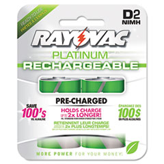 Rayovac® Recharge Plus NiMH Batteries, D, 2/Pack