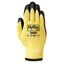 AnsellPro HyFlex Ultra Lightweight Assembly Gloves, Black/Yellow, Size 10, 12 Pairs