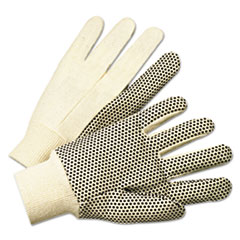 Anchor Brand® PVC-Dotted Canvas Gloves, White, One Size Fits All, 12 Pairs