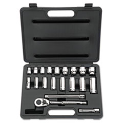 Stanley Tools® 20-Piece SAE Standard/Deep Socket Set, 3/8" Drive, 12-Point Sockets