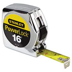 Powerlock Tape Rule, 1/4 x 10ft, Plastic Case, Chrome, 1/16 Graduation,  Sold as 1 Each