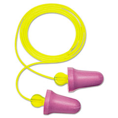 3M™ No-Touch Push-to-Fit Single-Use Earplugs, Corded, 29 dB NRR, Purple/Yellow, 100 Pairs