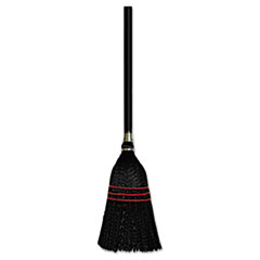 Boardwalk® Flag Tipped Poly Lobby Brooms, Flag Tipped Poly Bristles, 38" Overall Length, Natural/Black, 12/Carton