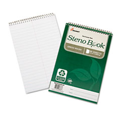 7530016002029, SKILCRAFT Recycled Steno Pad, Gregg Rule, Green Cover, 60 White 6 x 9 Sheets, 6/Pack