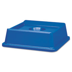 Rubbermaid® Commercial Untouchable Bottle and Can Recycling Top, Square, 20.13w x 20.13d x 6.25h, Blue