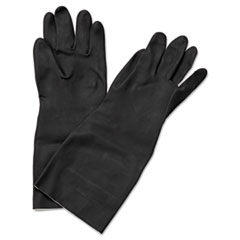 Boardwalk® Neoprene Flock-Lined Gloves, Long-Sleeved, 12", Medium, Black, Dozen