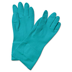 Boardwalk® Flock-Lined Nitrile Gloves, Medium, Green, Dozen