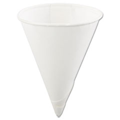 Konie® Rolled Rim Paper Cone Cups, 4 oz, White, 5,000/Carton