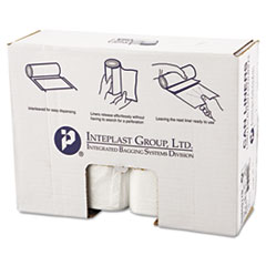 Inteplast Group High-Density Interleaved Commercial Can Liners, 60 gal, 17 mic, 38" x 60", Clear, 25 Bags/Roll, 8 Rolls/Carton