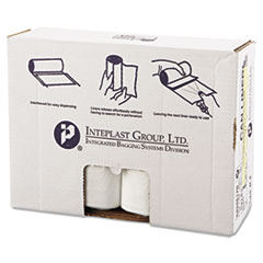 Inteplast Group High-Density Interleaved Commercial Can Liners, 60 gal, 17 mic, 43" x 48", Clear, 25 Bags/Roll, 8 Rolls/Carton