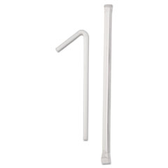 Dixie® Wrapped Flex Straws, 7.75", Polypropylene, White, 10,000/Carton