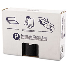 Inteplast Group High-Density Interleaved Commercial Can Liners, 45 gal, 16 mic, 40" x 48", Black, 25 Bags/Roll, 10 Rolls/Carton