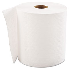 GEN Hardwound Roll Towels, 1-Ply, 8" x 600 ft, White, 12 Rolls/Carton