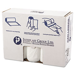 Inteplast Group High-Density Interleaved Commercial Can Liners, 45 gal, 17 mic, 40" x 48", Clear, 25 Bags/Roll, 10 Rolls/Carton