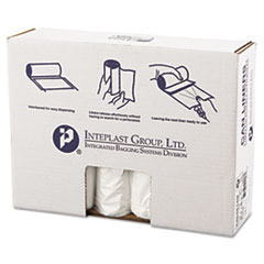 Inteplast Group High-Density Interleaved Commercial Can Liners, 45 gal, 14 mic, 40" x 48", Clear, 25 Bags/Roll, 10 Rolls/Carton