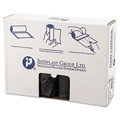 Inteplast Group High-Density Interleaved Commercial Can Liners, 45 gal, 12 mic, 40" x 48", Black, 25 Bags/Roll, 10 Rolls/Carton