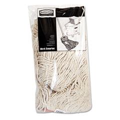 Rubbermaid® Commercial Cotton/Synthetic Cut-End Blend Mop Head, 20 oz, 1" Band, White, 12/Carton