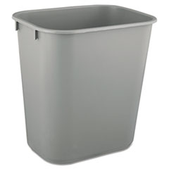Rubbermaid® Commercial Deskside Plastic Wastebasket, 3.5 gal, Plastic, Gray