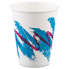 Dart® Jazz Paper Hot Cups, 8 oz, White/Green/Purple, 50/Bag, 20 Bags/Carton
