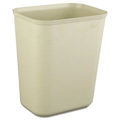 Rubbermaid® Commercial Fire-Resistant Wastebasket, Rectangular, Fiberglass, 1.75 gal, Beige