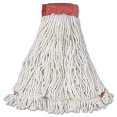 Rubbermaid® Commercial Web Foot Wet Mop Head, Shrinkless, Cotton/Synthetic, White, Large, 6/Carton