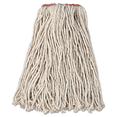 Rubbermaid® Commercial Premium Cut-End Cotton Wet Mop Head, 16oz, White, 1" Orange Band, 12/Carton
