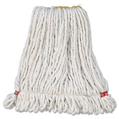 Rubbermaid® Commercial Web Foot Wet Mop Head, Shrinkless, White, Small, Cotton/Synthetic, 6/Carton