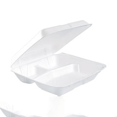 Dart® Foam Hinged Lid Containers, 3-Compartment, 7.5 x 8 x 2.3, White, 200/Carton