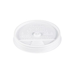 Dart® Sip Thru Lids, Fits 10 oz to 14 oz Foam Cups, Plastic, White, 100/Pack, 10 Packs/Carton