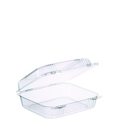 Dart® StayLock Clear Hinged Lid Containers, 7.8 x 8.3 x 3, Clear, Plastic, 125/Bag, 2 Bags/Carton