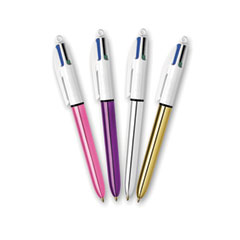 BIC® 4-Color Multi-Function Ballpoint Pen, Retractable, Medium 1 mm, Black/Blue/Green/Red Ink, Randomly Assorted Barrel Colors